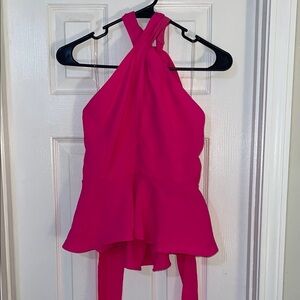 DO+BE Dolly Halter Top (Hot Pink, backless with Bow) NWT